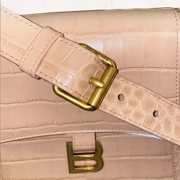 Balenciaga Hourglass  Embossed Croc Shoulder Bag - Picture 11 of 16